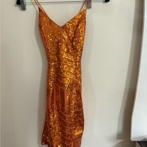 Glamorous Orange Sequin Mini Dress
